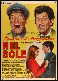 4w574 WORLD'S GOLD Italian 1p '67 Nel Sole, art of sexy Romina Power & Albano, romantic comedy!