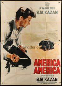 4w107 AMERICA AMERICA Italian 2p '64 Elia Kazan's immigrant bio of his Greek uncle, Symeoni art!