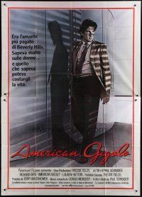 4w108 AMERICAN GIGOLO Italian 2p '80 male prostitute Richard Gere is being framed for murder!