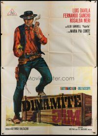 4w137 DYNAMITE JIM Italian 2p '66 cool Stefao art of Luis Davila holding gun & explosives!