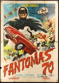 4w140 FANTOMAS Italian 2p '64 art of masked master thief Jean Marais by Enrico De Seta!