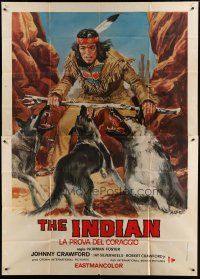 4w159 INDIAN PAINT Italian 2p 1978 1st release Johnny Crawford, great Mafe art of The Indian fighting wolves!