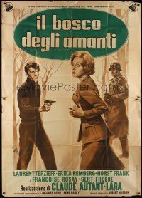4w166 LE BOIS DES AMANTS Italian 2p '60 World War II romance, cool art by Carlantonio Longi!