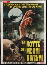 4w184 NIGHT OF THE LIVING DEAD Italian 2p '70 cool different Ciriello art of zombies in graveyard!