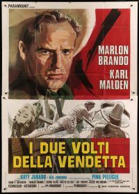 4w186 ONE EYED JACKS Italian 2p R70s different Cesseslon artwork of star & director Marlon Brando!