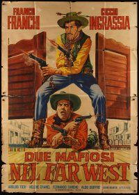 4w214 TWO GANGSTERS IN THE WILD WEST Italian 2p '65 Franco & Ciccio, Casaro spaghetti western art!