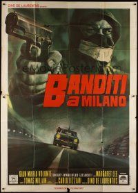 4w216 VIOLENT FOUR Italian 2p '68 cool Renato Casaro art of bank robber with gun & getaway car!