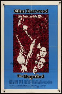 4x082 BEGUILED 1sh '71 cool psychedelic art of Clint Eastwood & Geraldine Page, Don Siegel