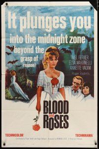 4x107 BLOOD & ROSES 1sh '61 Et mourir de plaisir, Roger Vadim, sexiest vampire Annette Vadim!