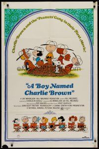 4x121 BOY NAMED CHARLIE BROWN 1sh '70 baseball art of Snoopy & the Peanuts by Charles M. Schulz!