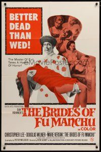 4x126 BRIDES OF FU MANCHU 1sh '66 Asian villain Christopher Lee, better dead than wed!