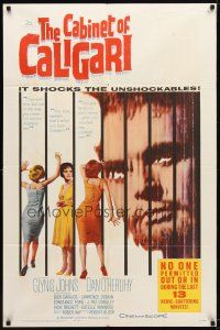 4x138 CABINET OF CALIGARI 1sh '62 Robert Bloch, it shocks the unshockables!