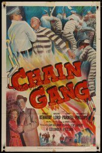 4x150 CHAIN GANG 1sh '50 Douglas Kennedy, cool artwork of convicts escaping from prison!