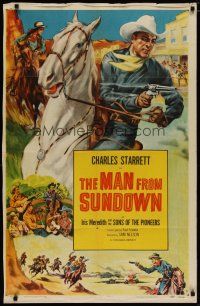 4x152 CHARLES STARRETT stock 1sh '52 The Man from Sundown, cool western art!