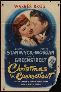 4x156 CHRISTMAS IN CONNECTICUT 1sh '45 Barbara Stanwyck, Dennis Morgan, Sydney Greenstreet!