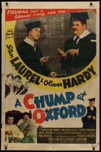 4x157 CHUMP AT OXFORD 1sh R46 great images of Laurel & Hardy in cap and gown!