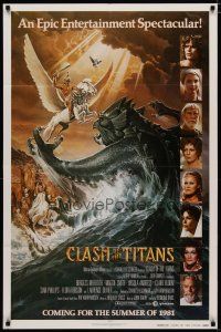 4x162 CLASH OF THE TITANS advance 1sh '81 Harryhausen, great fantasy art by Daniel Goozee!
