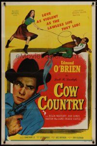 4x176 COW COUNTRY 1sh '53 love as violent as the lawless life they led!
