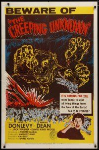 4x181 CREEPING UNKNOWN 1sh '56 Hammer horror, wacky monster, Val Guest's Quatermass Xperiment!