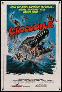 4x183 CROCODILE 1sh '81 Chorake, wild art of giant croc eating naked girl!