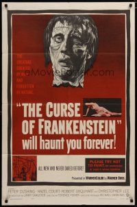 4x185 CURSE OF FRANKENSTEIN 1sh '57 cool close up artwork of Christopher Lee as the monster!