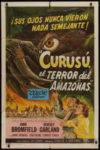 4x187 CURUCU, BEAST OF THE AMAZON Spanish/U.S. 1sh '56 Universal horror, monster art by Reynold Brown!