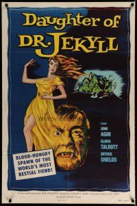 4x193 DAUGHTER OF DR JEKYLL 1sh '57 Edgar Ulmer, blood-hungry fiend hidden in a woman's body!