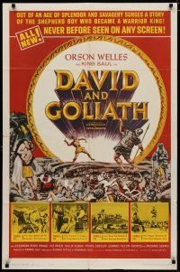 4x194 DAVID & GOLIATH 1sh '61 Orson Welles as King Saul, the shepherd who became a warrior king!