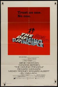 4x220 DOMINO PRINCIPLE style B 1sh '77 cool art of Gene Hackman & Candice Bergen fleeing!