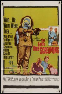 4x233 EARTH DIES SCREAMING 1sh '64 Terence Fisher sci-fi, wacky monster, who or what were they?