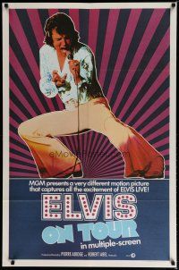 4x241 ELVIS ON TOUR int'l 1sh '72 cool full-length image of Elvis Presley singing into microphone!