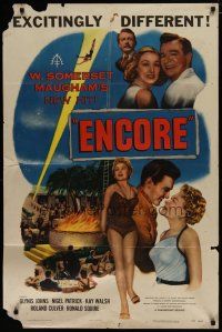 4x244 ENCORE 1sh '52 W. Somerset Maugham, best art of sexy blonde performer Glynis Johns!