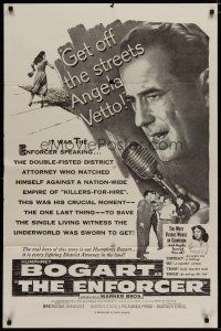 4x247 ENFORCER military 1sh R60s Humphrey Bogart close up with mic, get off the streets!