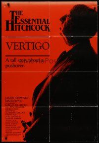 4x932 VERTIGO English 1sh R83 Jimmy Stewart, classic Alfred Hitchcock profile!