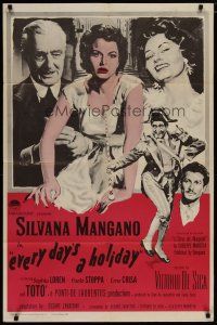 4x251 EVERY DAY'S A HOLIDAY 1sh '55 De Sica's L'Oro di Napoli, Silvana Mangano, Sophia Loren!