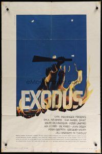 4x255 EXODUS 1sh '61 Otto Preminger, great artwork of arms reaching for rifle by Saul Bass!