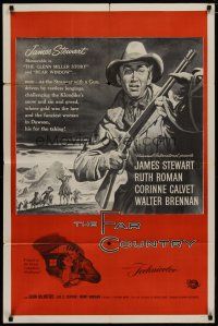 4x263 FAR COUNTRY military 1sh '55 cool art of James Stewart with rifle, directed by Anthony Mann!