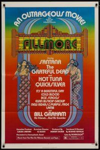 4x270 FILLMORE 1sh '72 Grateful Dead, Santana, rock & roll concert, cool Byrd art!