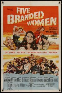 4x274 FIVE BRANDED WOMEN int'l 1sh '60 Silvana Mangano, Vera Miles, Barbara Bel Geddes, Moreau!