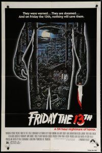 4x288 FRIDAY THE 13th 1sh '80 great Alex Ebel art, slasher classic, 24 hours of terror!