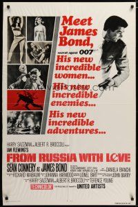 4x290 FROM RUSSIA WITH LOVE 1sh R80 Sean Connery is Ian Fleming's James Bond 007!