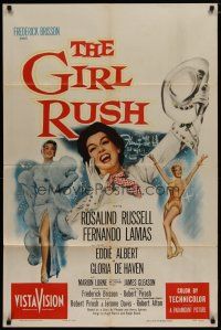 4x306 GIRL RUSH 1sh '55 artwork of sexy showgirl Rosalind Russell in Las Vegas!