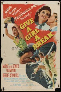 4x308 GIVE A GIRL A BREAK 1sh '53 great image of Marge & Gower Champion dancing, Debbie Reynolds!
