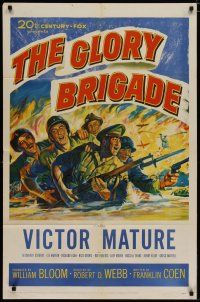 4x312 GLORY BRIGADE 1sh '53 cool artwork of Victor Mature & soldiers in Korean War!