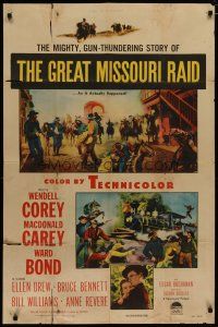 4x321 GREAT MISSOURI RAID 1sh '51 Wendell Corey, Macdonald Carey, gun-thundering story!