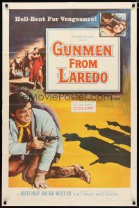 4x331 GUNMEN FROM LAREDO 1sh '59 western action art of cowboy drawing gun in gunfight!