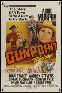 4x333 GUNPOINT 1sh '66 Audie Murphy in the story of a town with a gun in its back!
