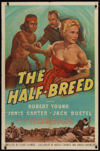 4x336 HALF-BREED 1sh '52 Robert Young, Janis Carter, Jack Buetel, Native Americans!