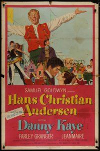 4x341 HANS CHRISTIAN ANDERSEN style A 1sh '53 art of Danny Kaye w/story characters!