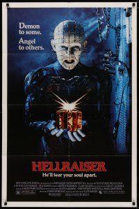 4x352 HELLRAISER 1sh '87 Clive Barker horror, great image of Pinhead, he'll tear your soul apart!
